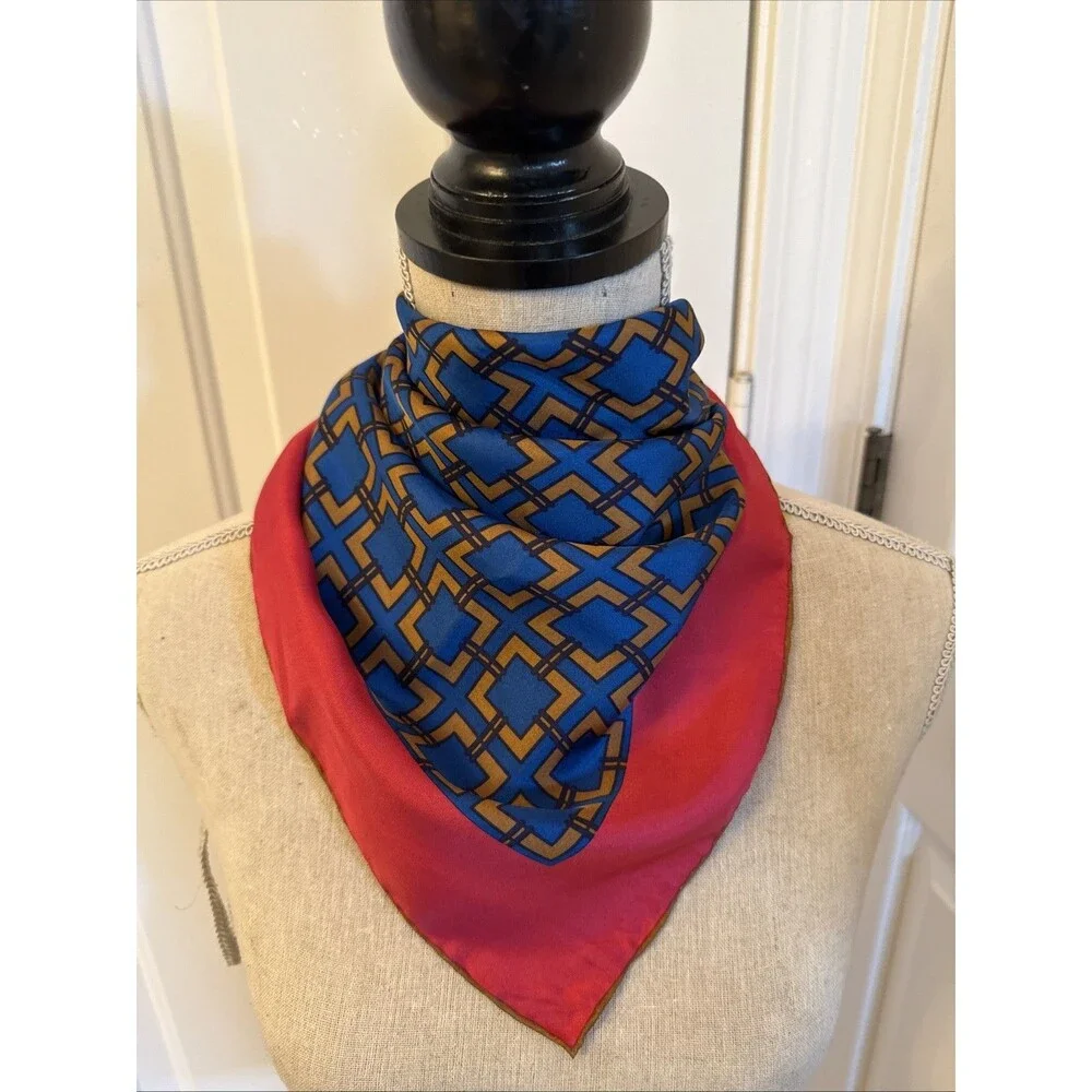 BLUE & PINK Talbots 100% Silk Square Scarf NWT
